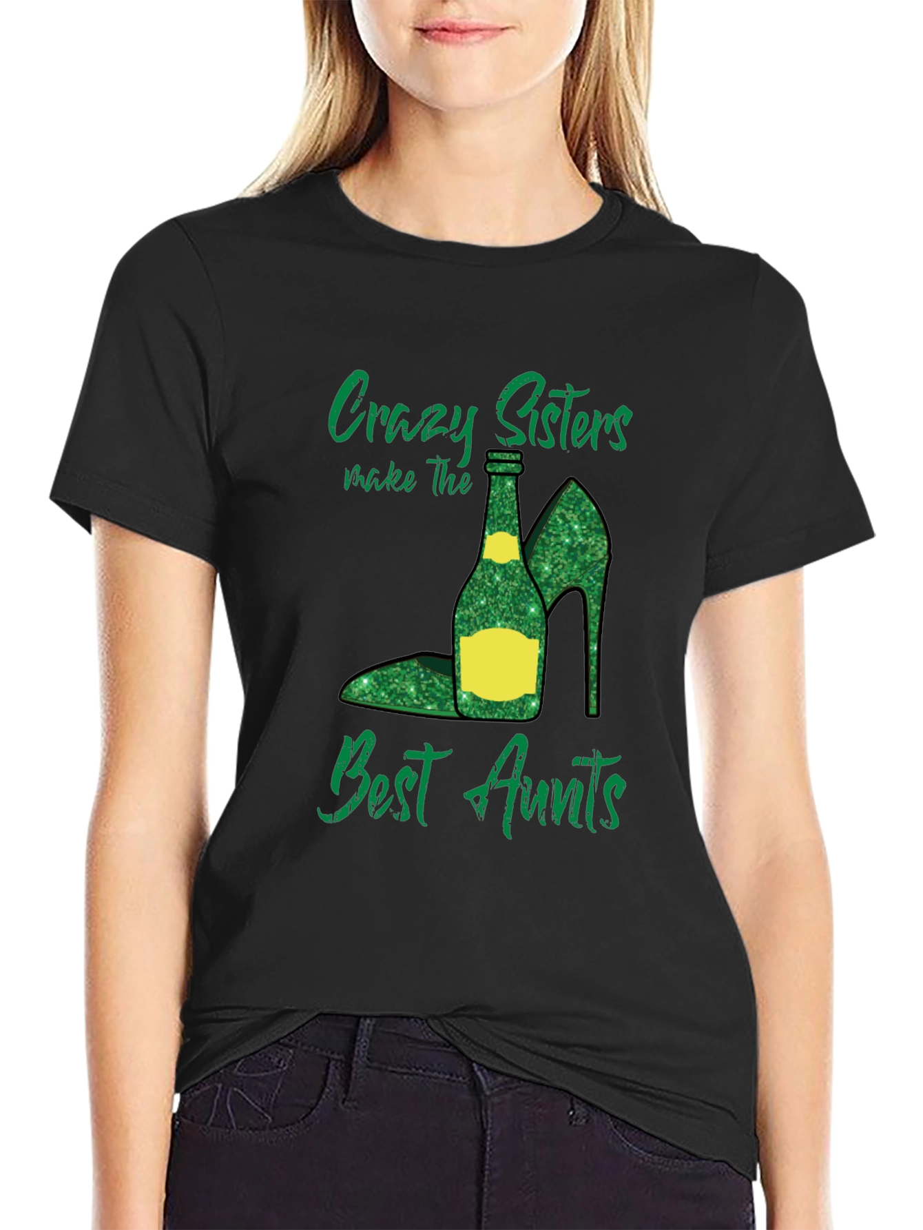 Crazy Sisters Best Aunts Black T-Shirt