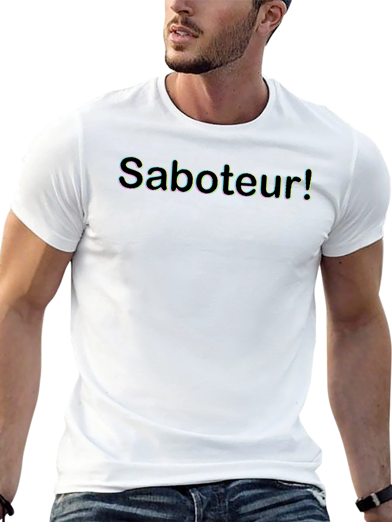 Saboteur Graphic Tee - Mens Black Crew Neck T-Shirt