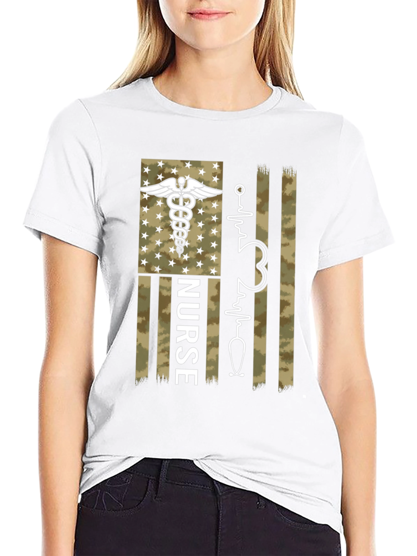 Nurse Camo Flag T-Shirt