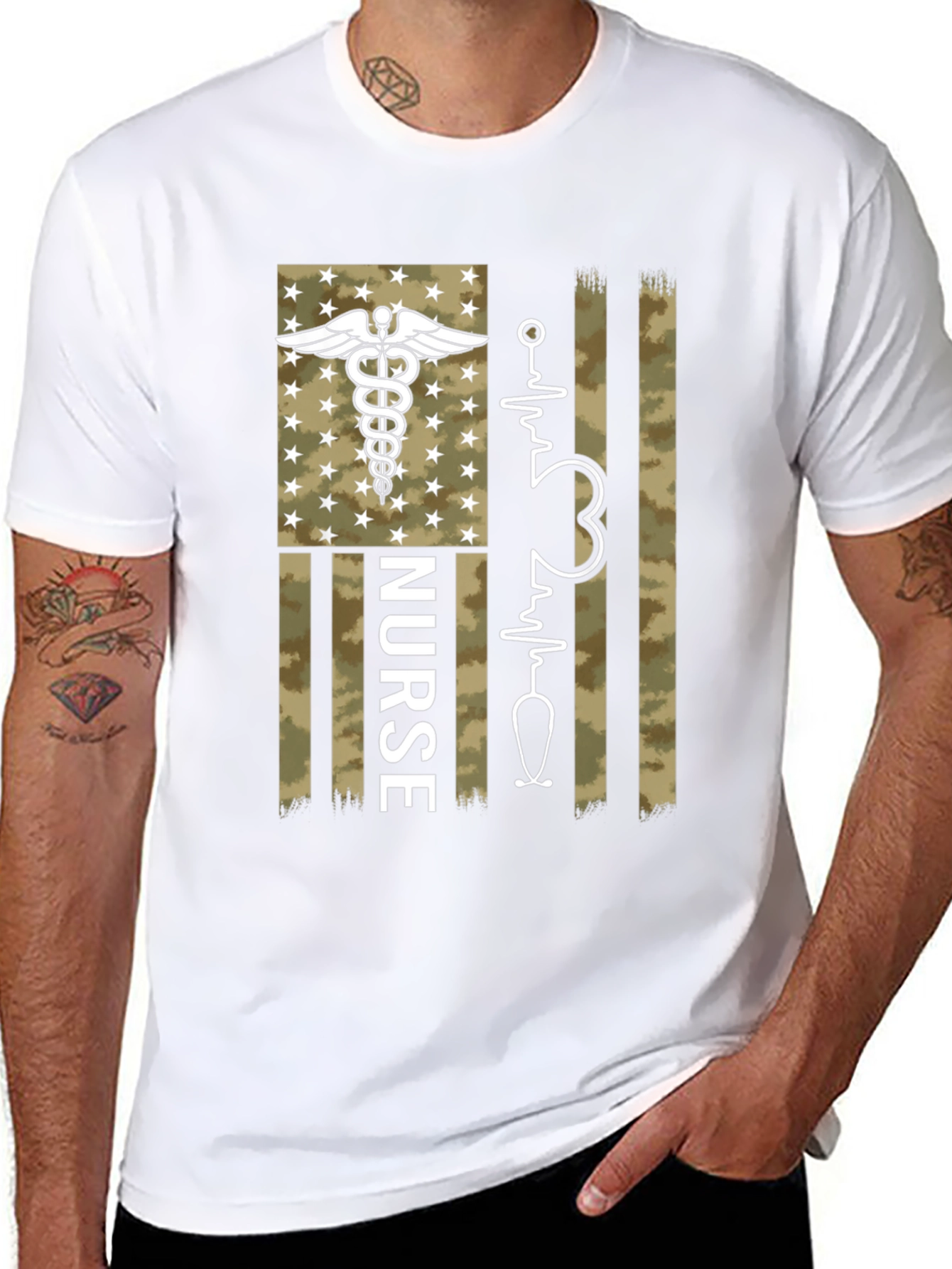 Nurse Camo Flag T-Shirt