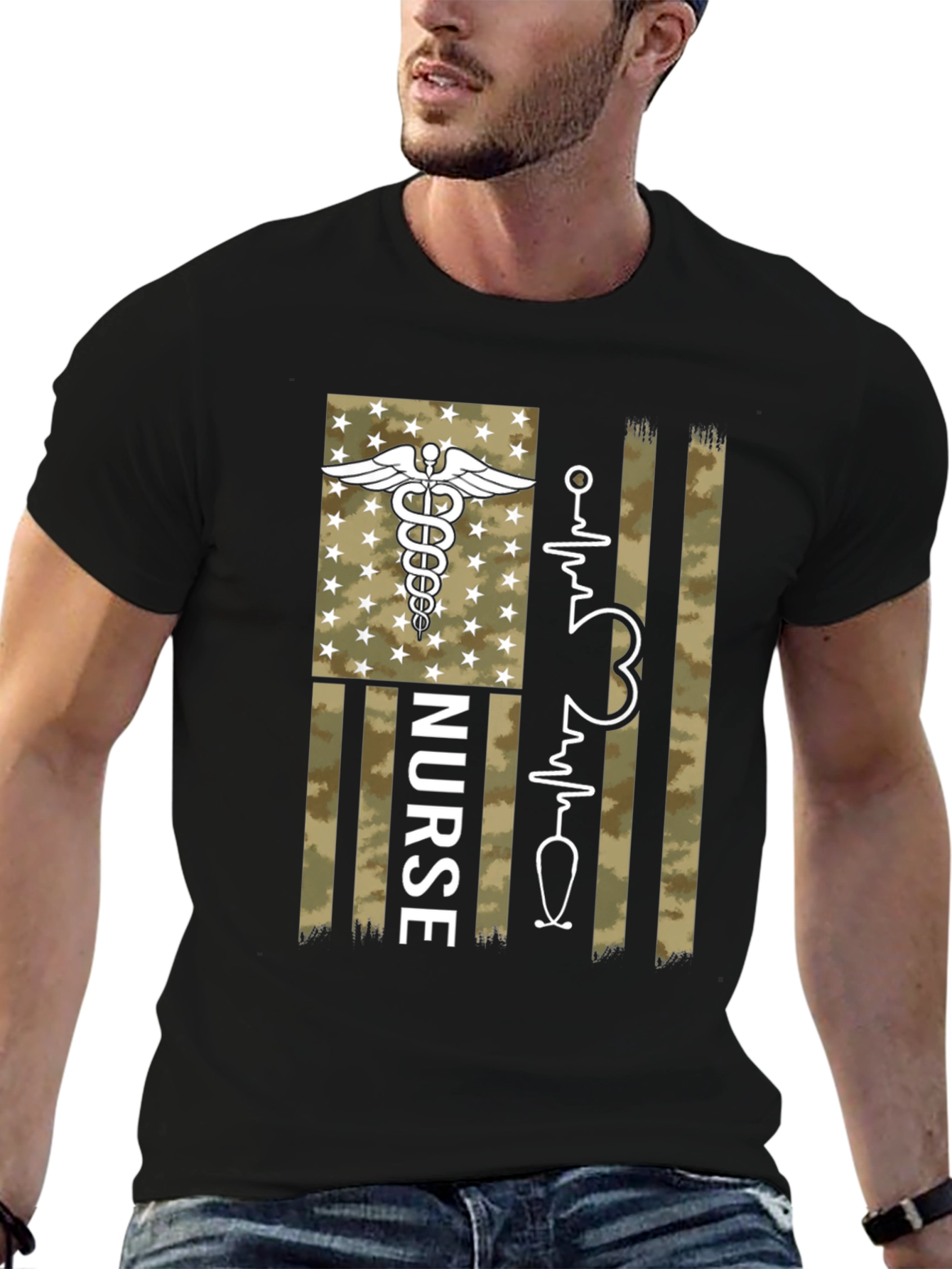 Nurse Camo Flag T-Shirt