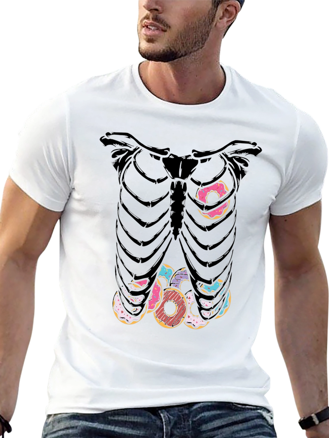 Donut Skeleton T-Shirt - Funny Halloween Tee
