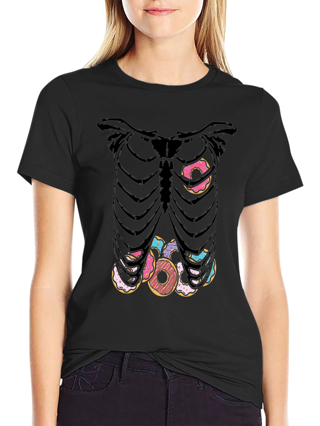 Donut Skeleton T-Shirt - Funny Halloween Tee