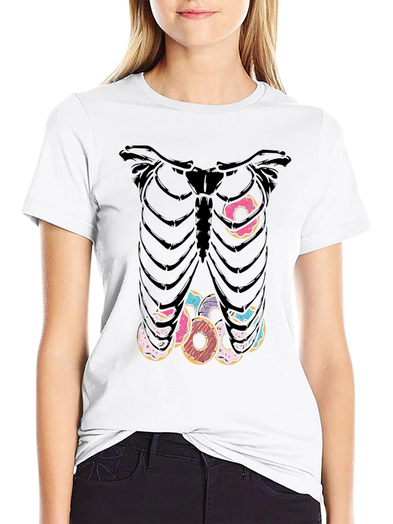 Donut Skeleton T-Shirt - Funny Halloween Tee