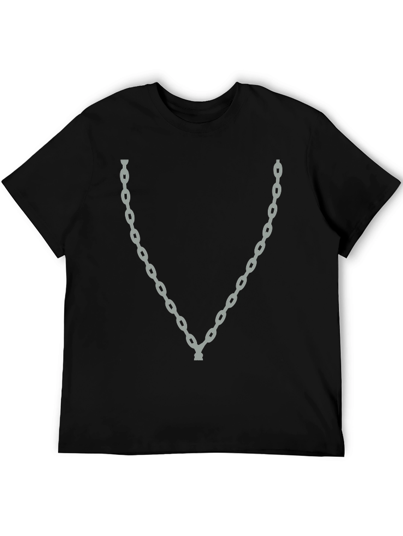Mens Chain Graphic Tee - Stylish Crew Neck T-Shirt