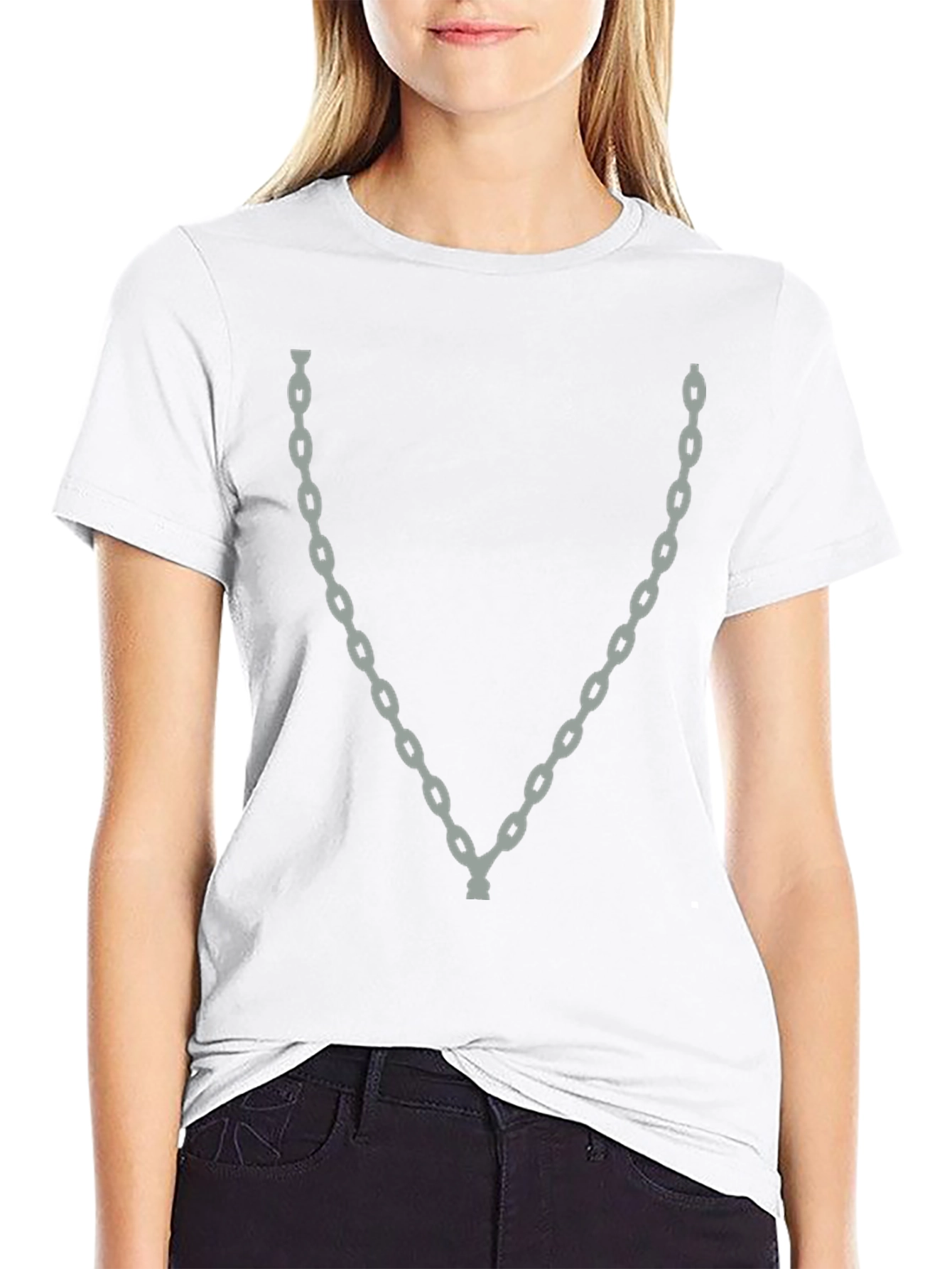 Mens Chain Graphic Tee - Stylish Crew Neck T-Shirt