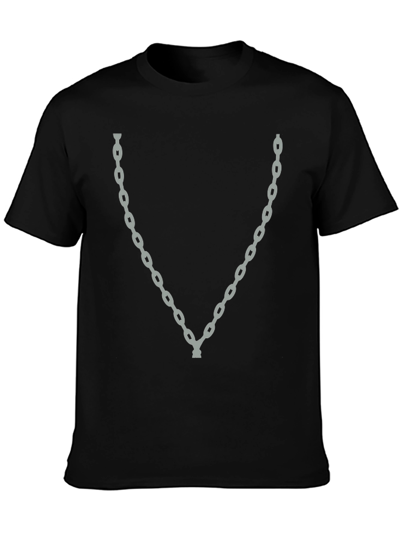 Mens Chain Graphic Tee - Stylish Crew Neck T-Shirt
