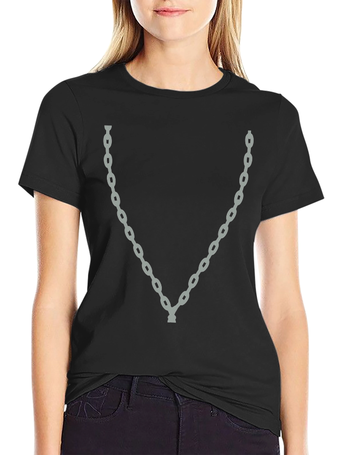 Mens Chain Graphic Tee - Stylish Crew Neck T-Shirt