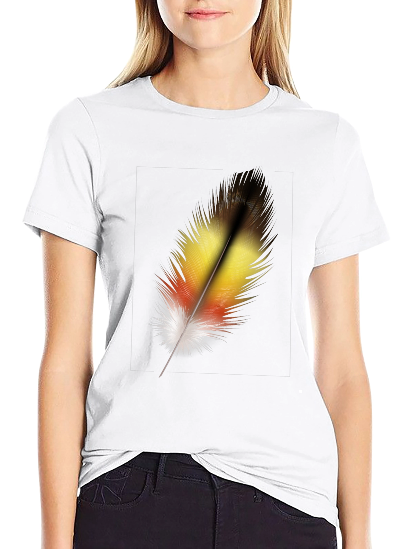 Feather Graphic Black T-Shirt - Stylish Casual Wear