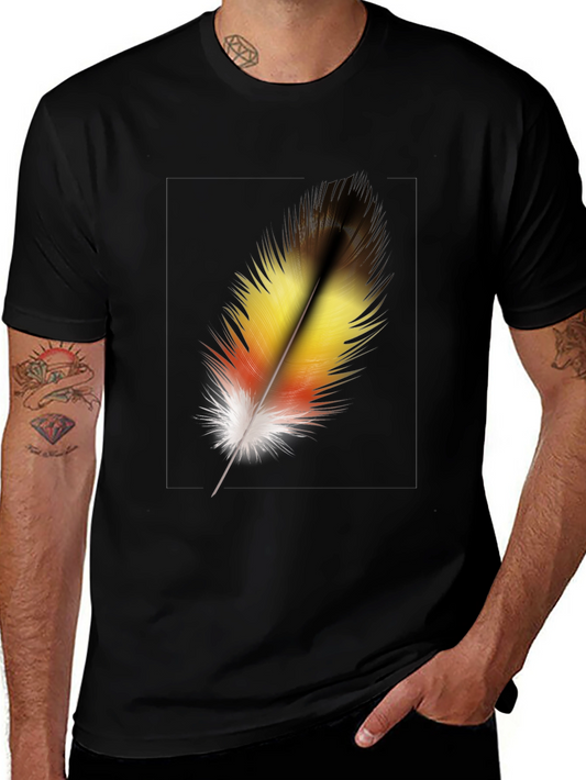 Feather Graphic Black T-Shirt - Stylish Casual Wear