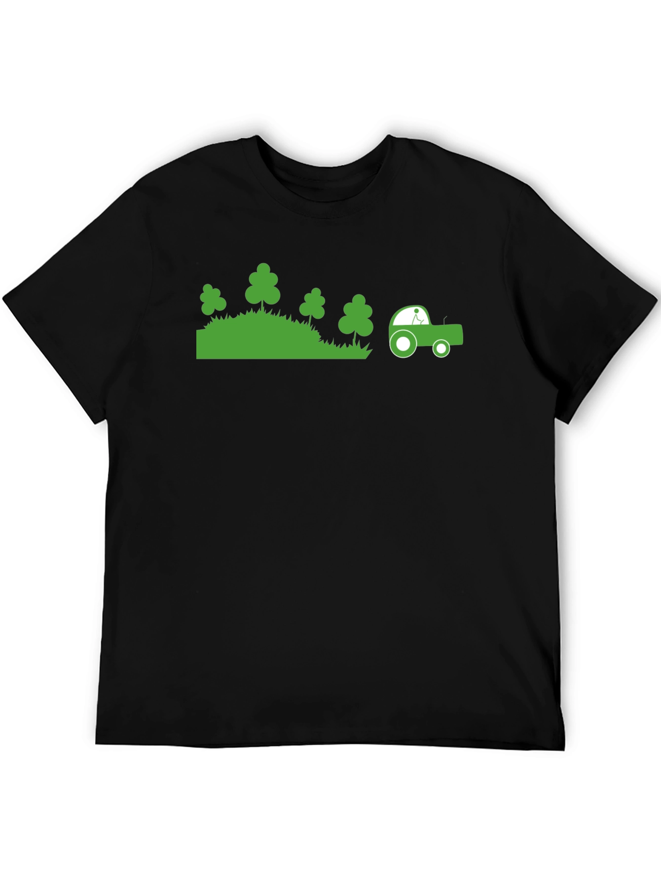Green Tractor Graphic Black T-Shirt