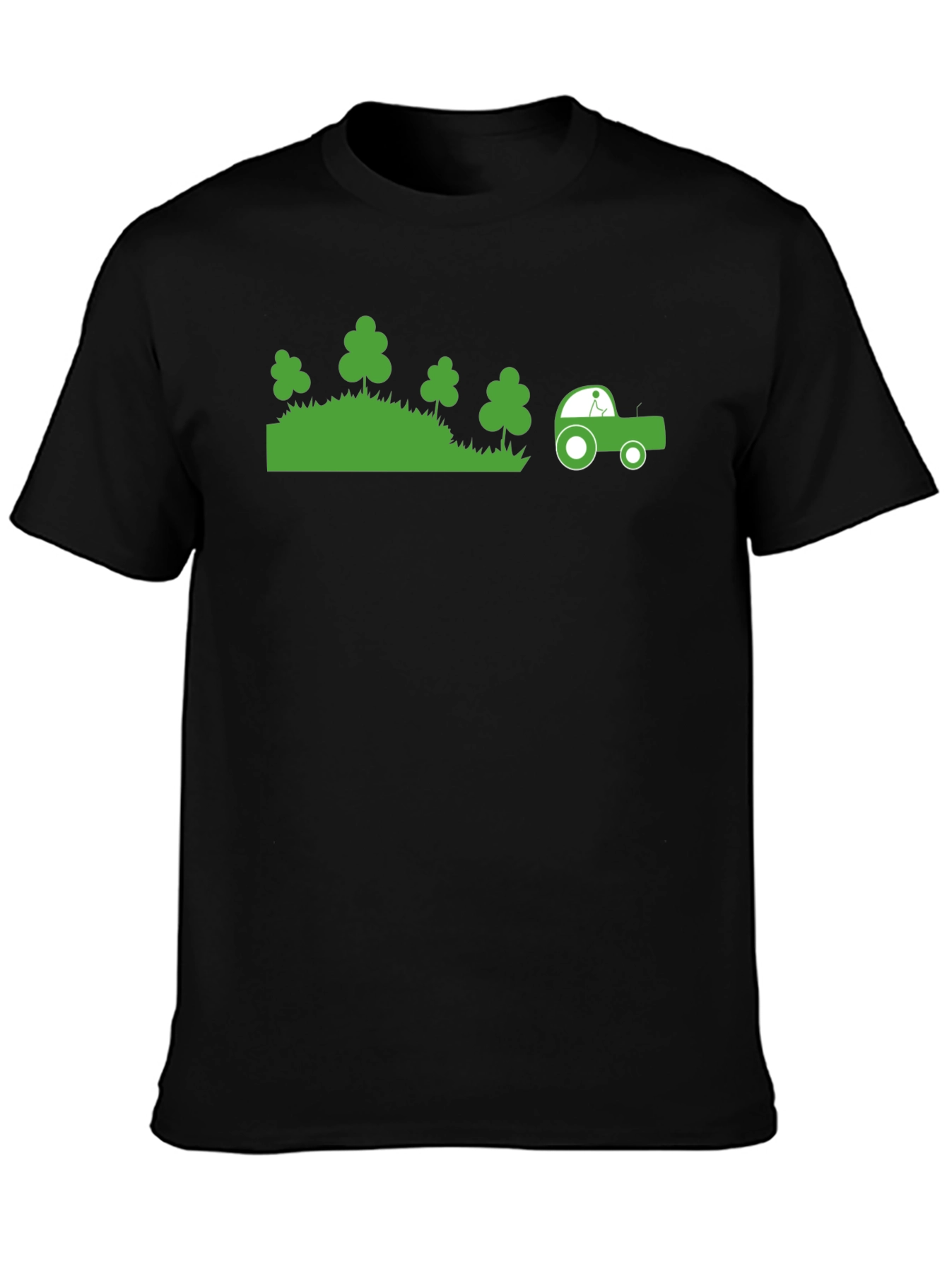 Green Tractor Graphic Black T-Shirt
