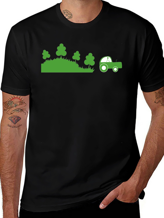 Green Tractor Graphic Black T-Shirt