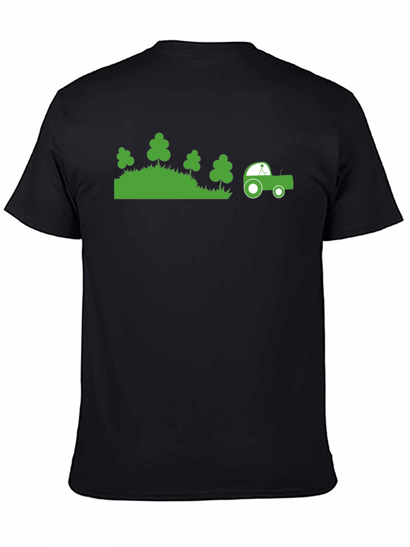 Green Tractor Graphic Black T-Shirt