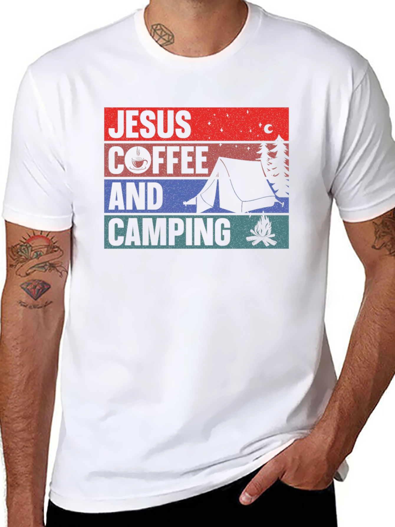 Jesus Coffee and Camping Graphic Tee
