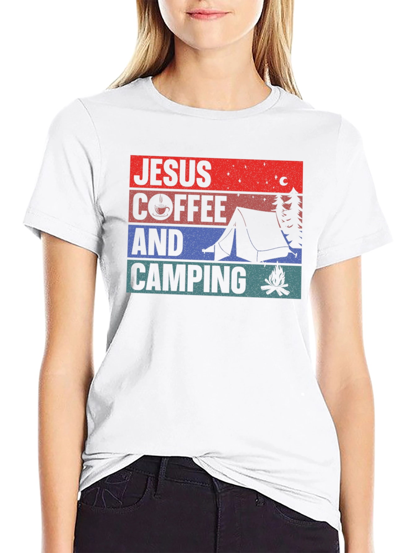 Jesus Coffee and Camping Graphic Tee