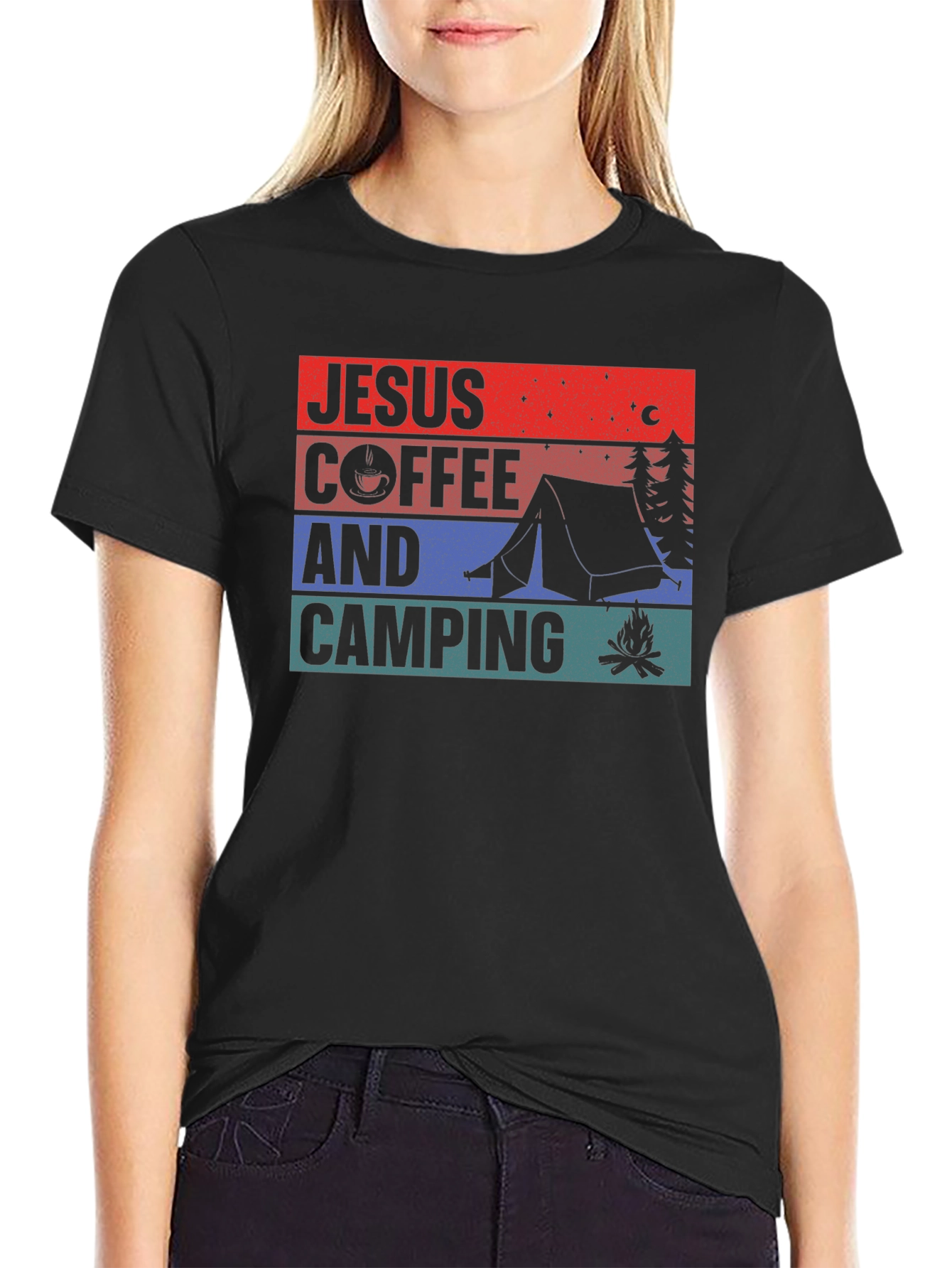 Jesus Coffee and Camping Graphic Tee