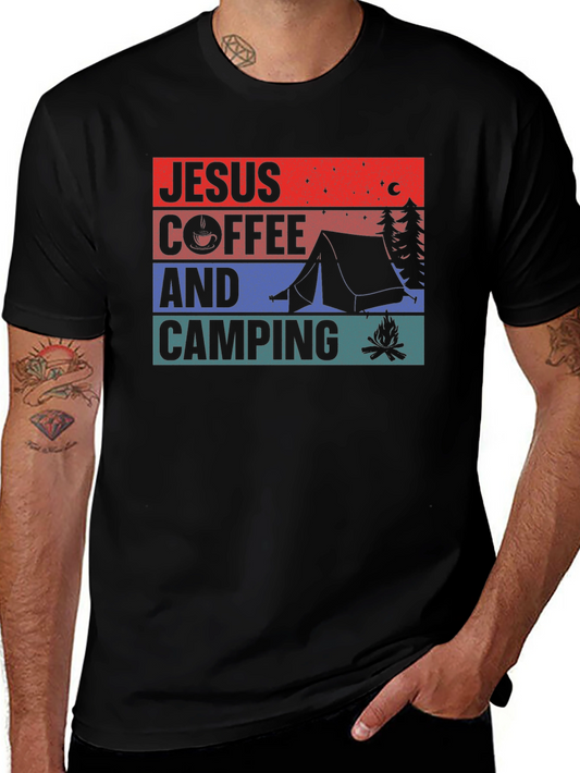Jesus Coffee and Camping Graphic Tee