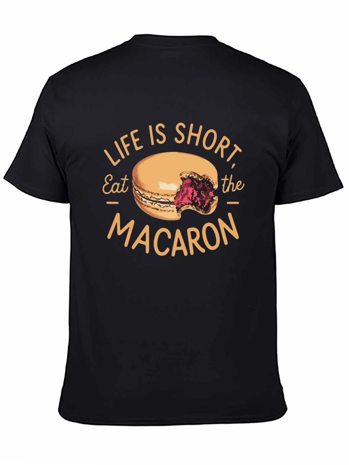 Life is Short Eat the Macaron Black T-Shirt