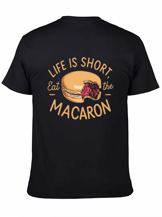Life is Short Eat the Macaron Black T-Shirt