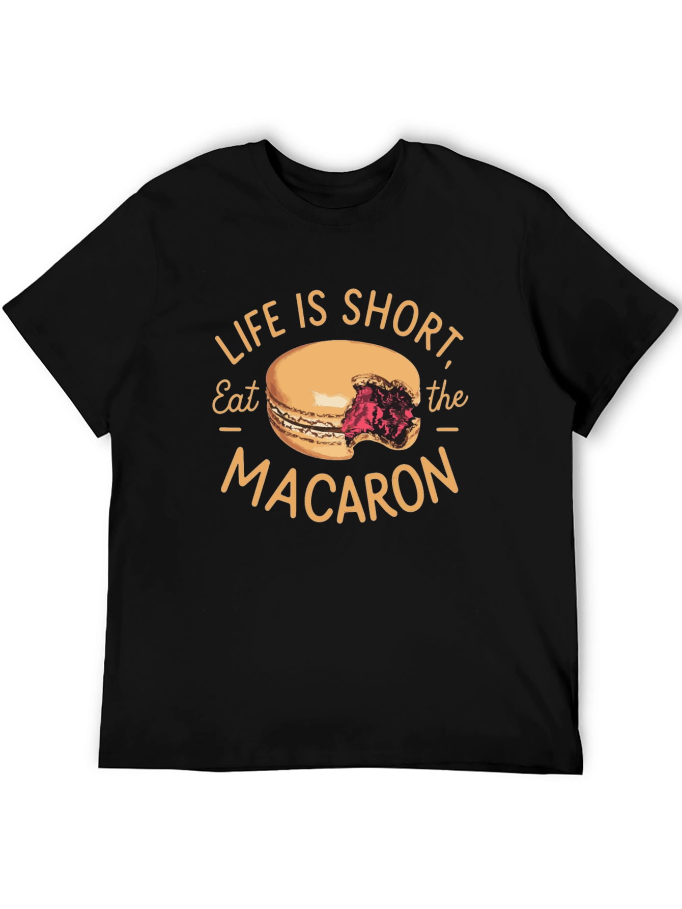 Life is Short Eat the Macaron Black T-Shirt