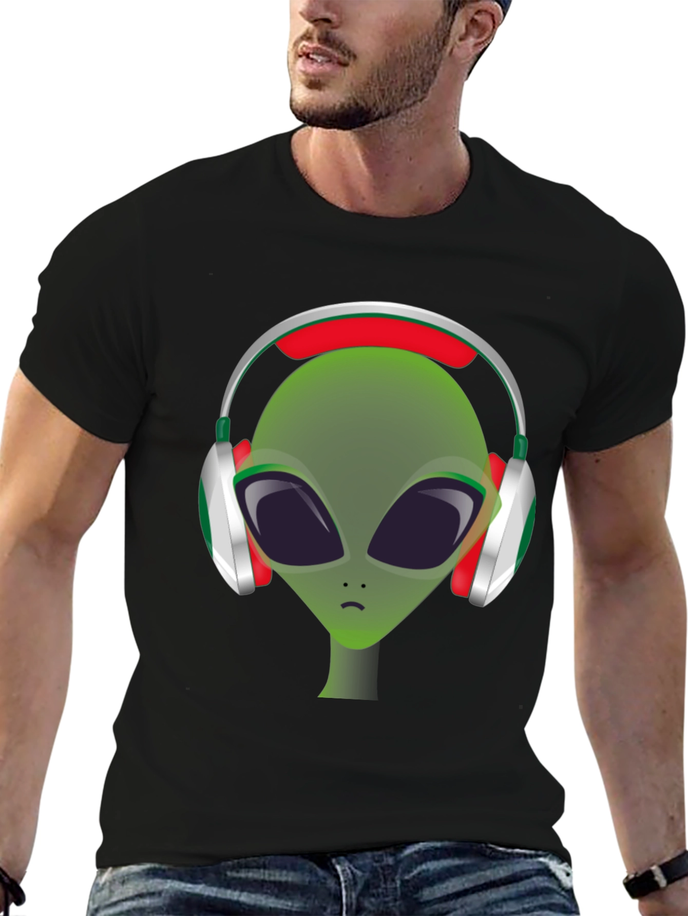 Alien DJ T-Shirt - Green Headphone Graphic Tee
