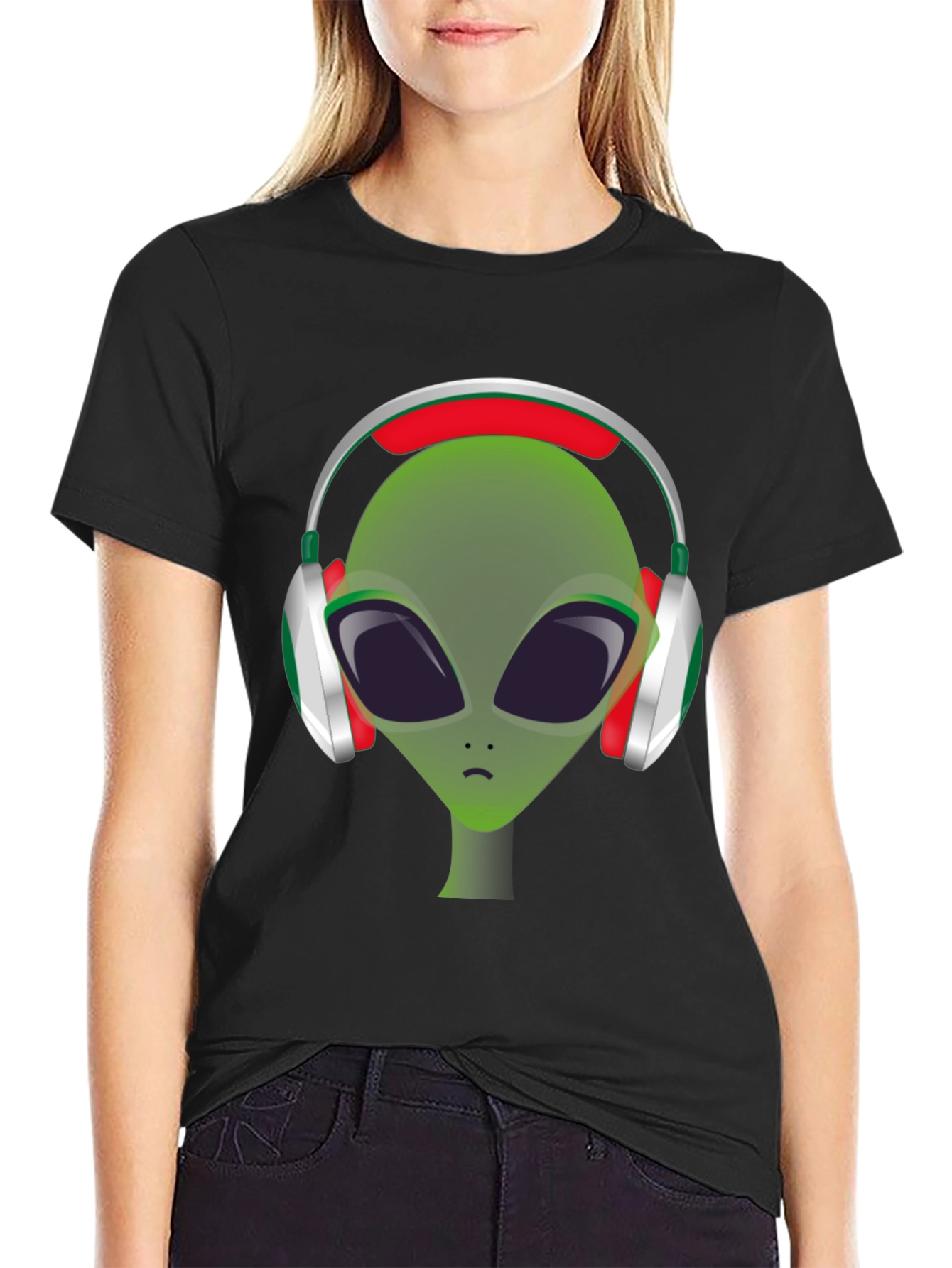 Alien DJ T-Shirt - Green Headphone Graphic Tee