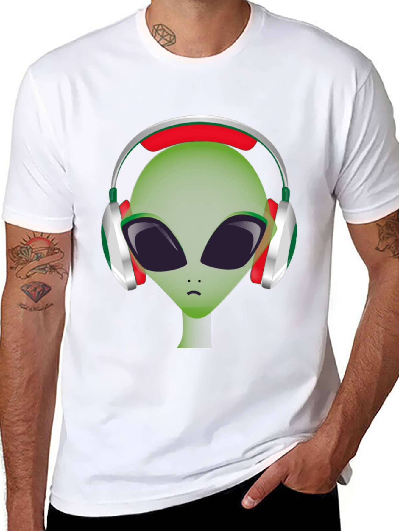 Alien DJ T-Shirt - Green Headphone Graphic Tee