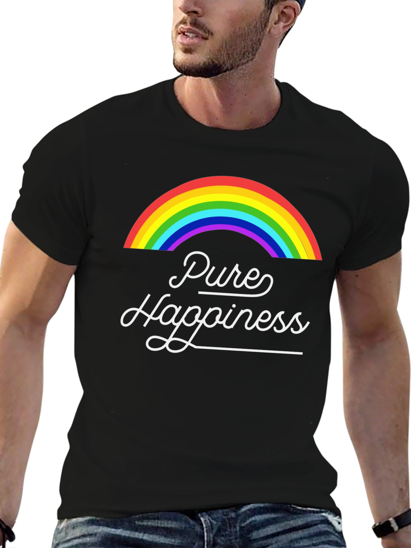Pure Happiness Rainbow Graphic Tee - Black