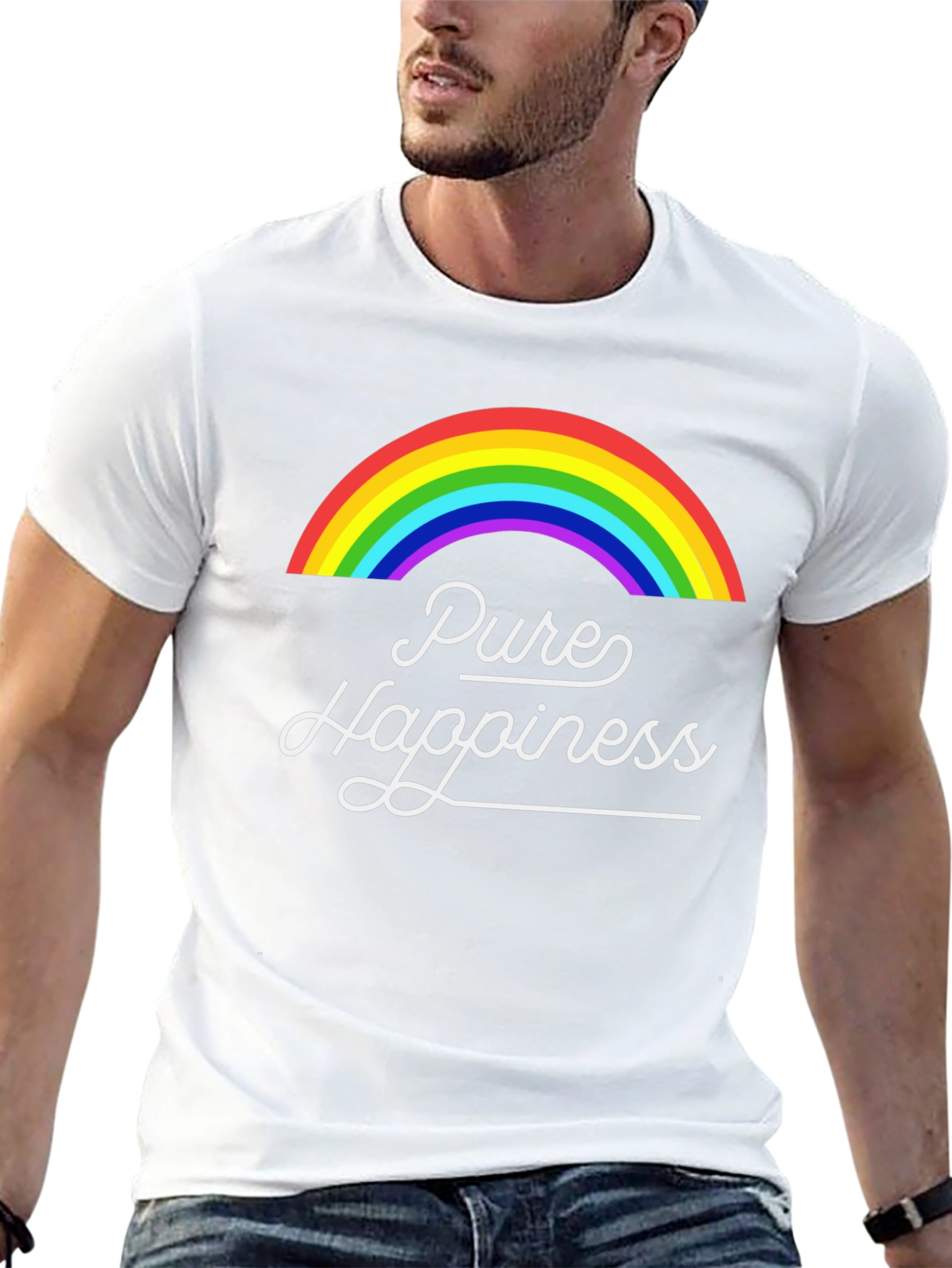 Pure Happiness Rainbow Graphic Tee - Black