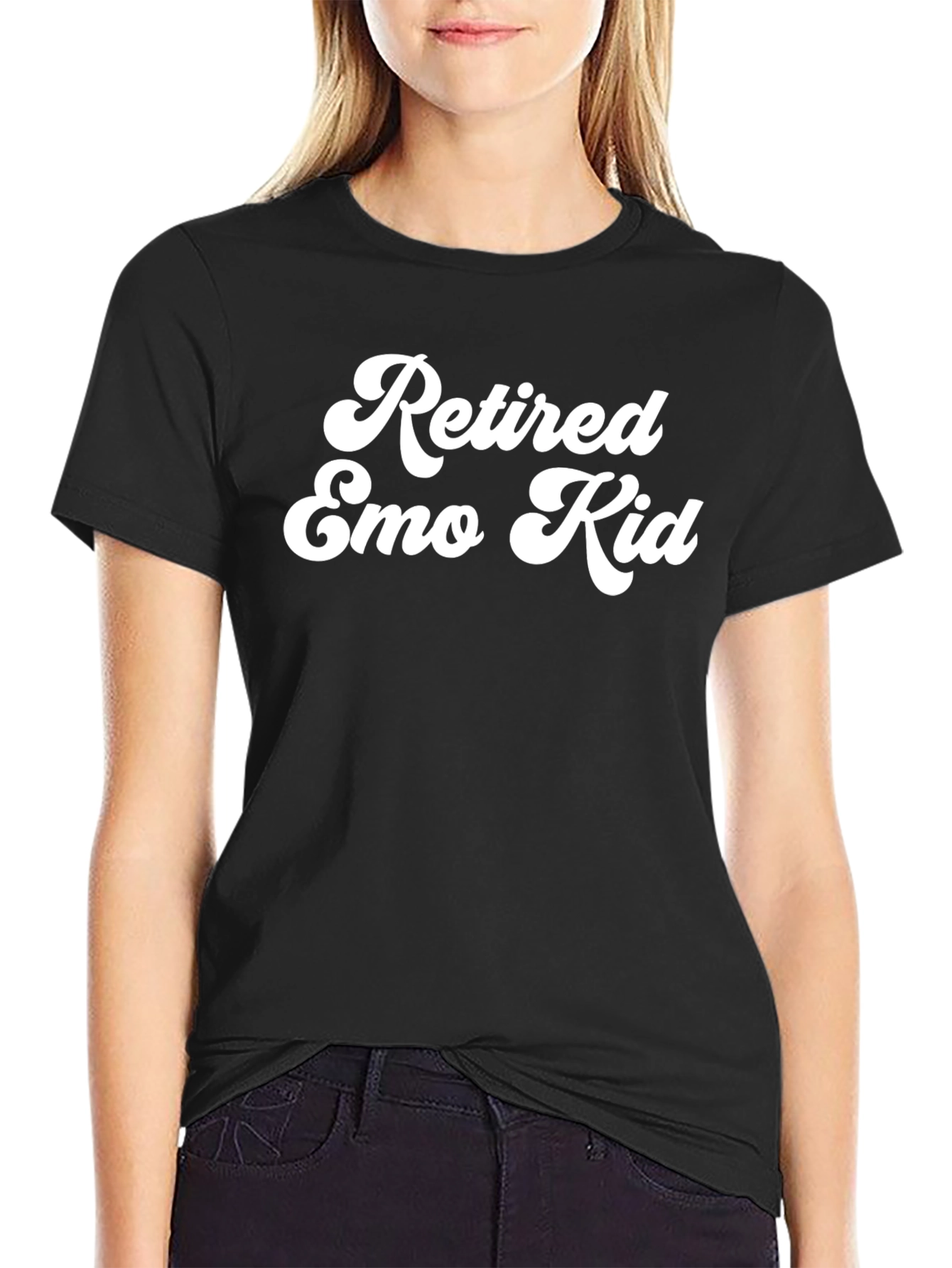 Retired Emo Kid Graphic Tee - Black Casual T-Shirt