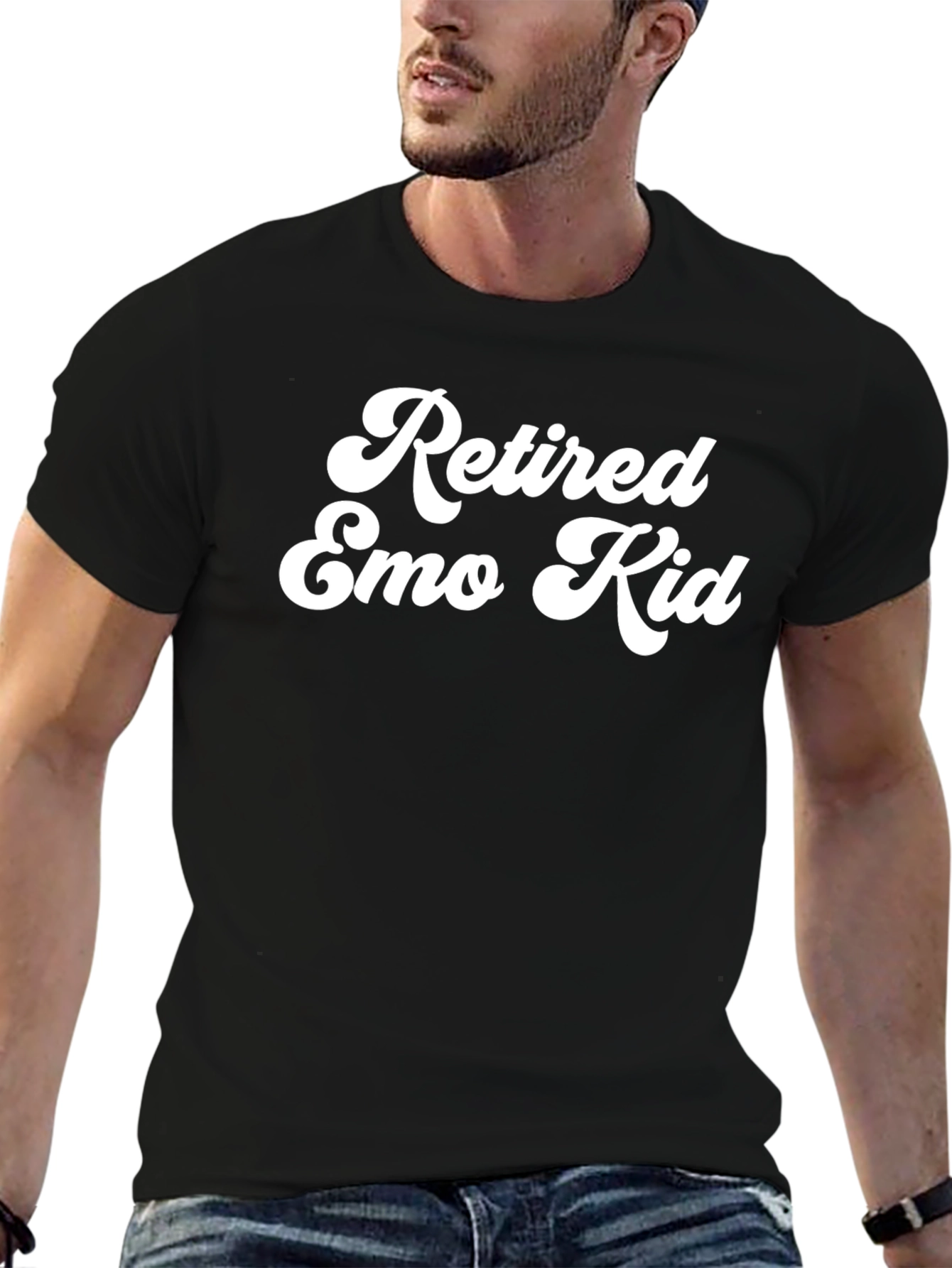 Retired Emo Kid Graphic Tee - Black Casual T-Shirt