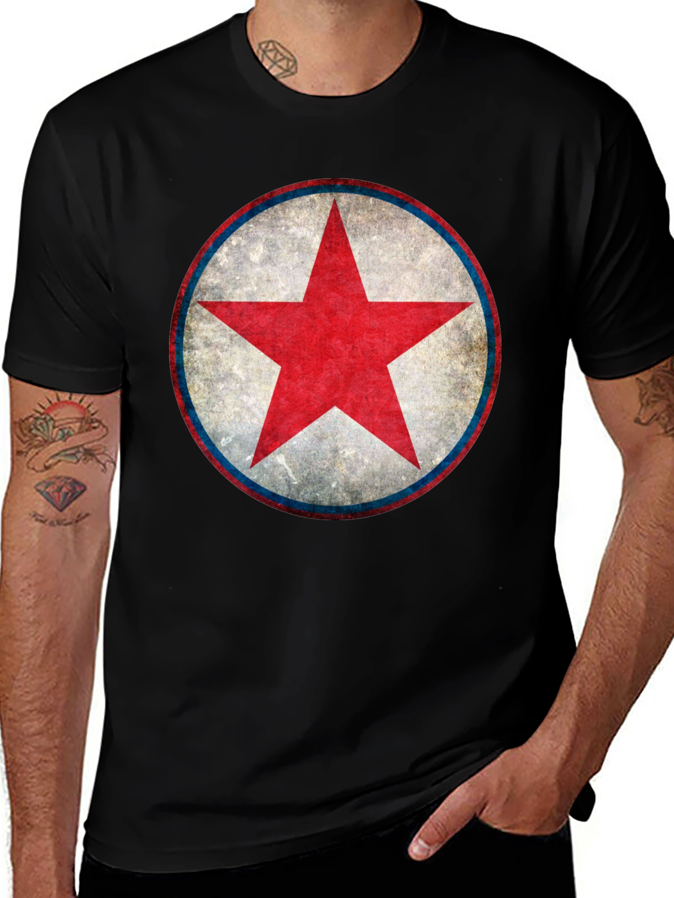 Red Star Graphic Black T-Shirt