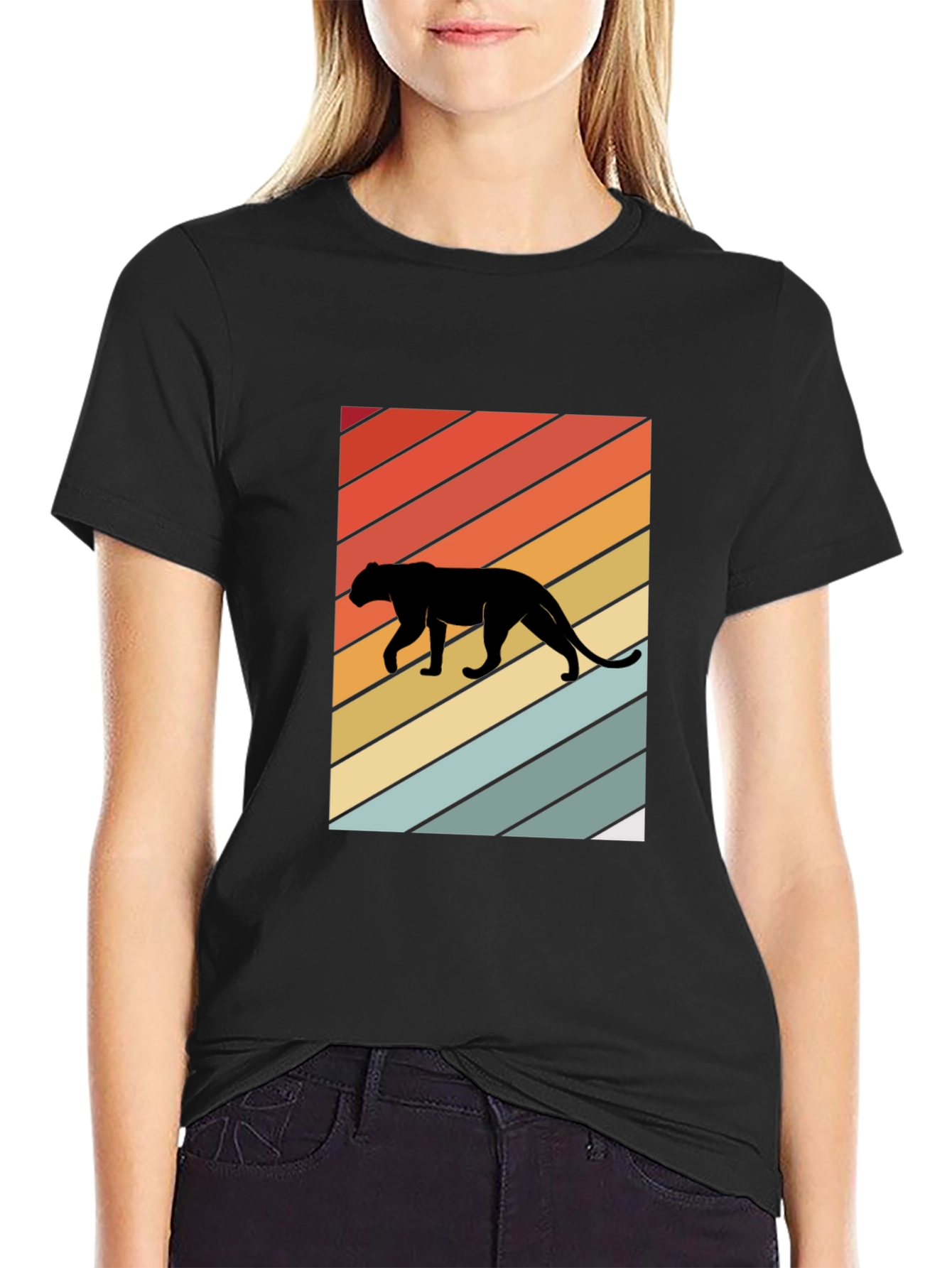 Retro Panther Silhouette Graphic Tee