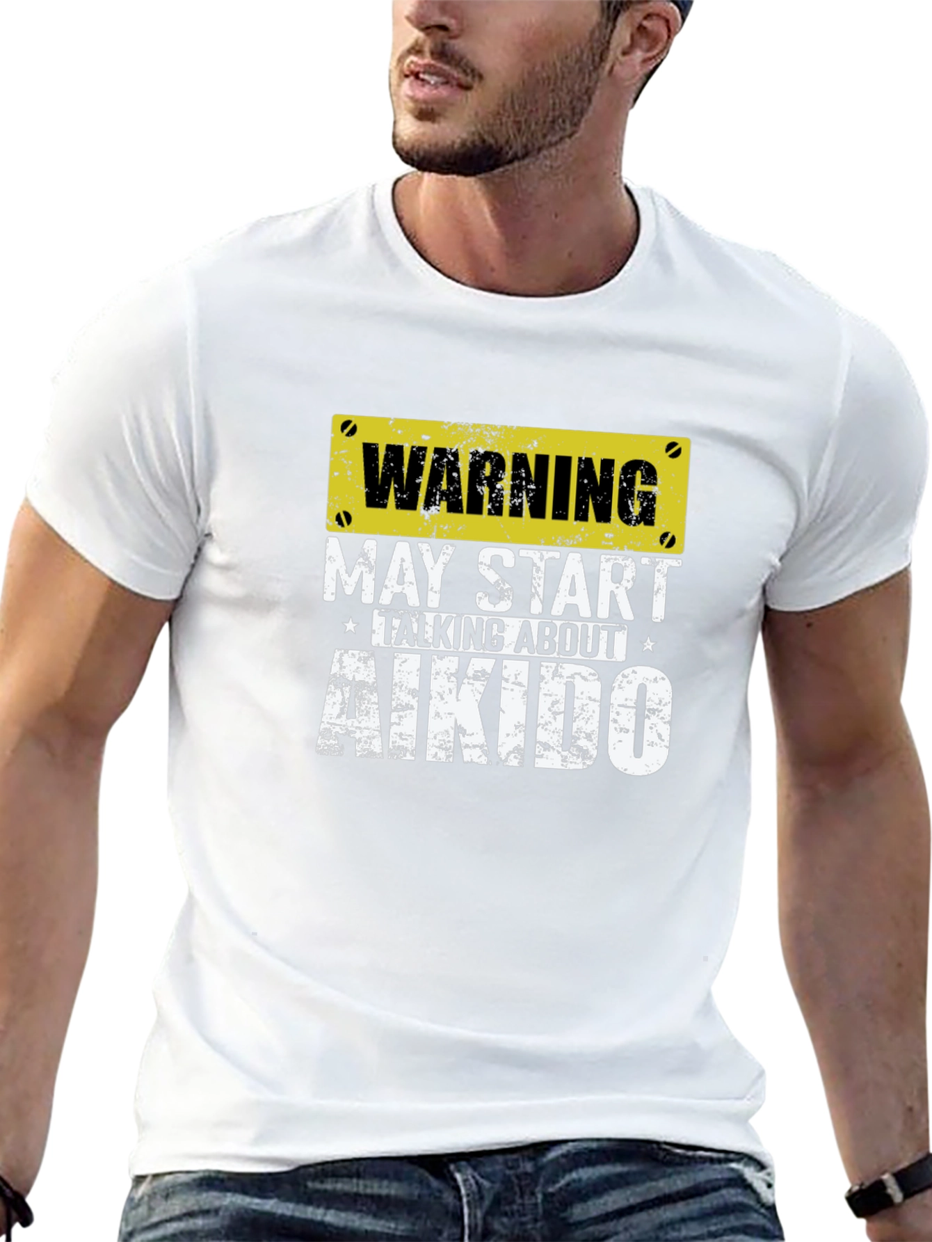 Warning May Start Talking About Aikido Black T-Shirt