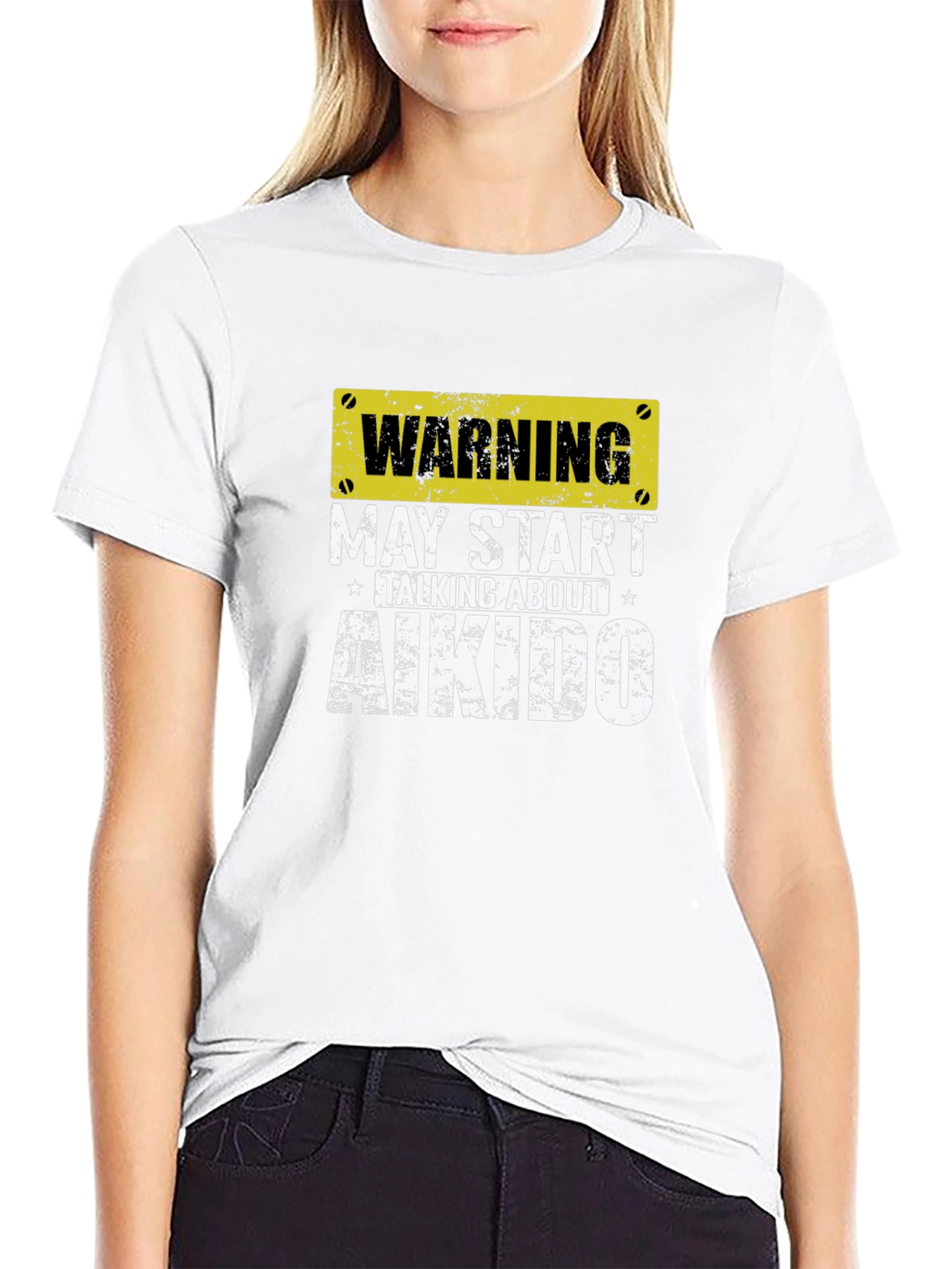 Warning May Start Talking About Aikido Black T-Shirt