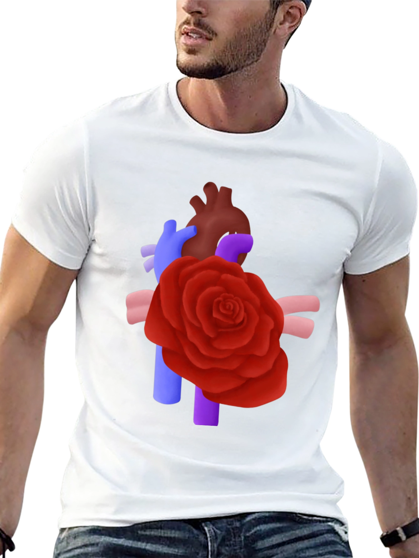 Anatomical Heart & Rose T-Shirt - Artistic Statement Tee