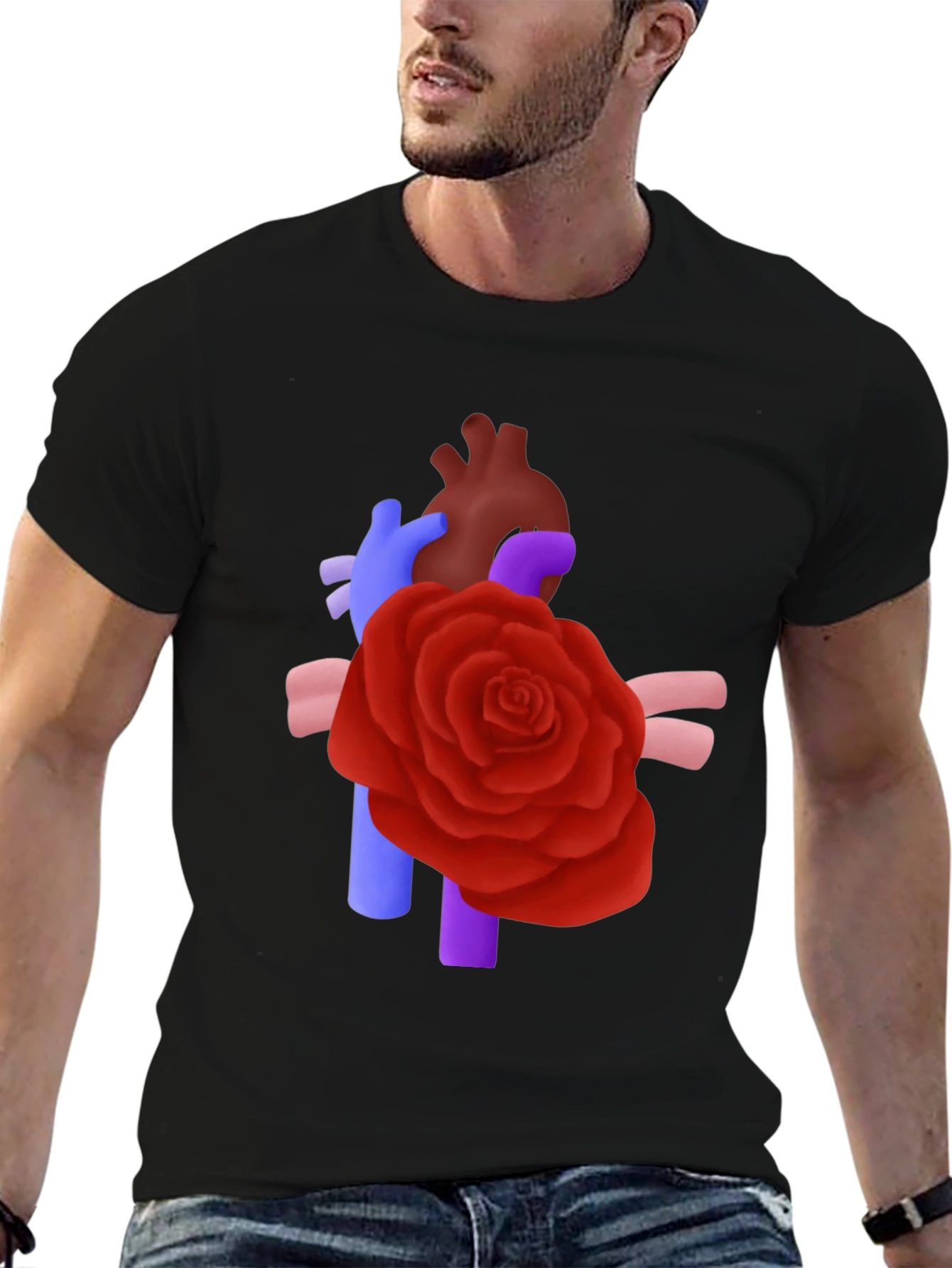 Anatomical Heart & Rose T-Shirt - Artistic Statement Tee