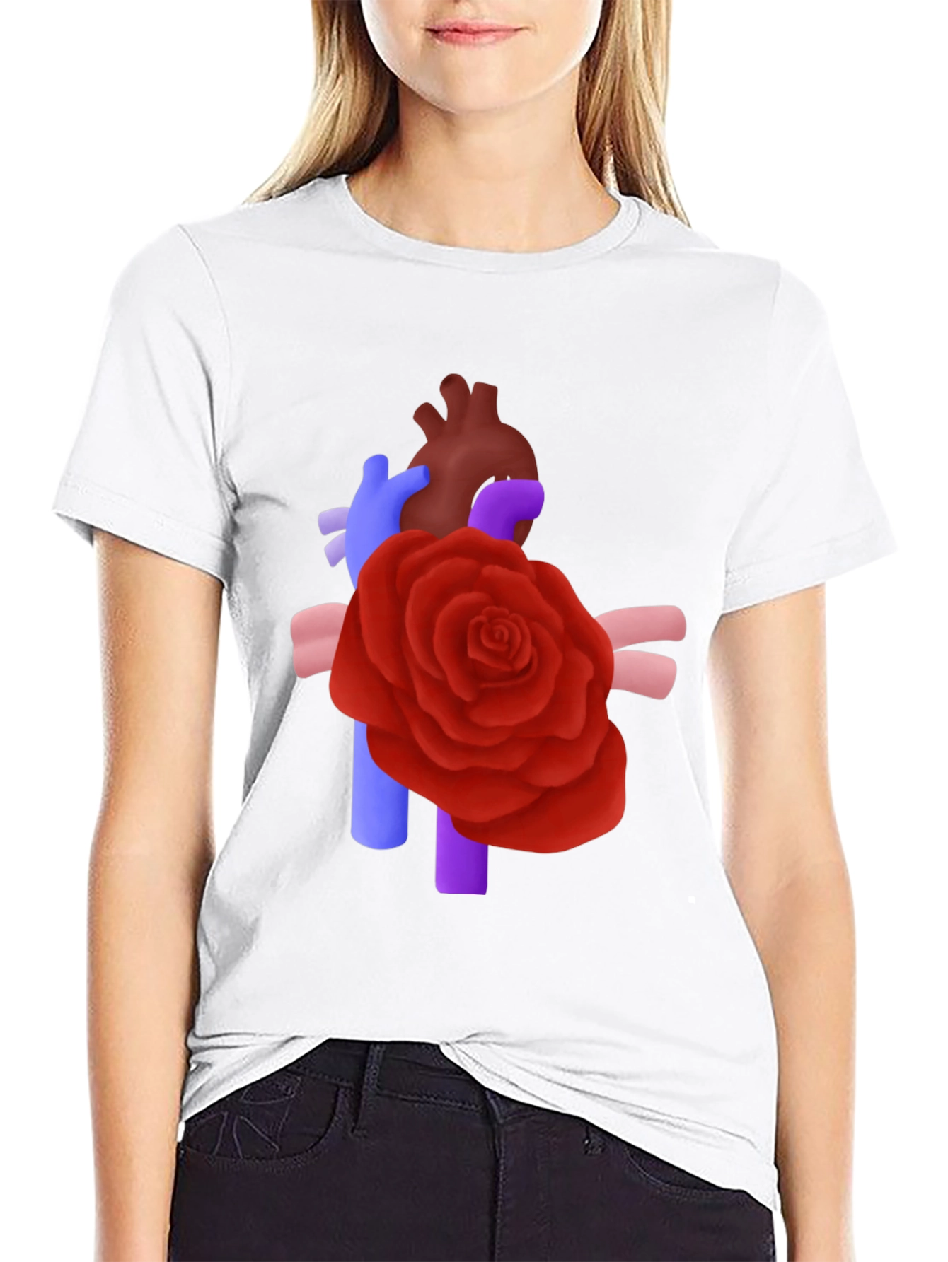Anatomical Heart & Rose T-Shirt - Artistic Statement Tee