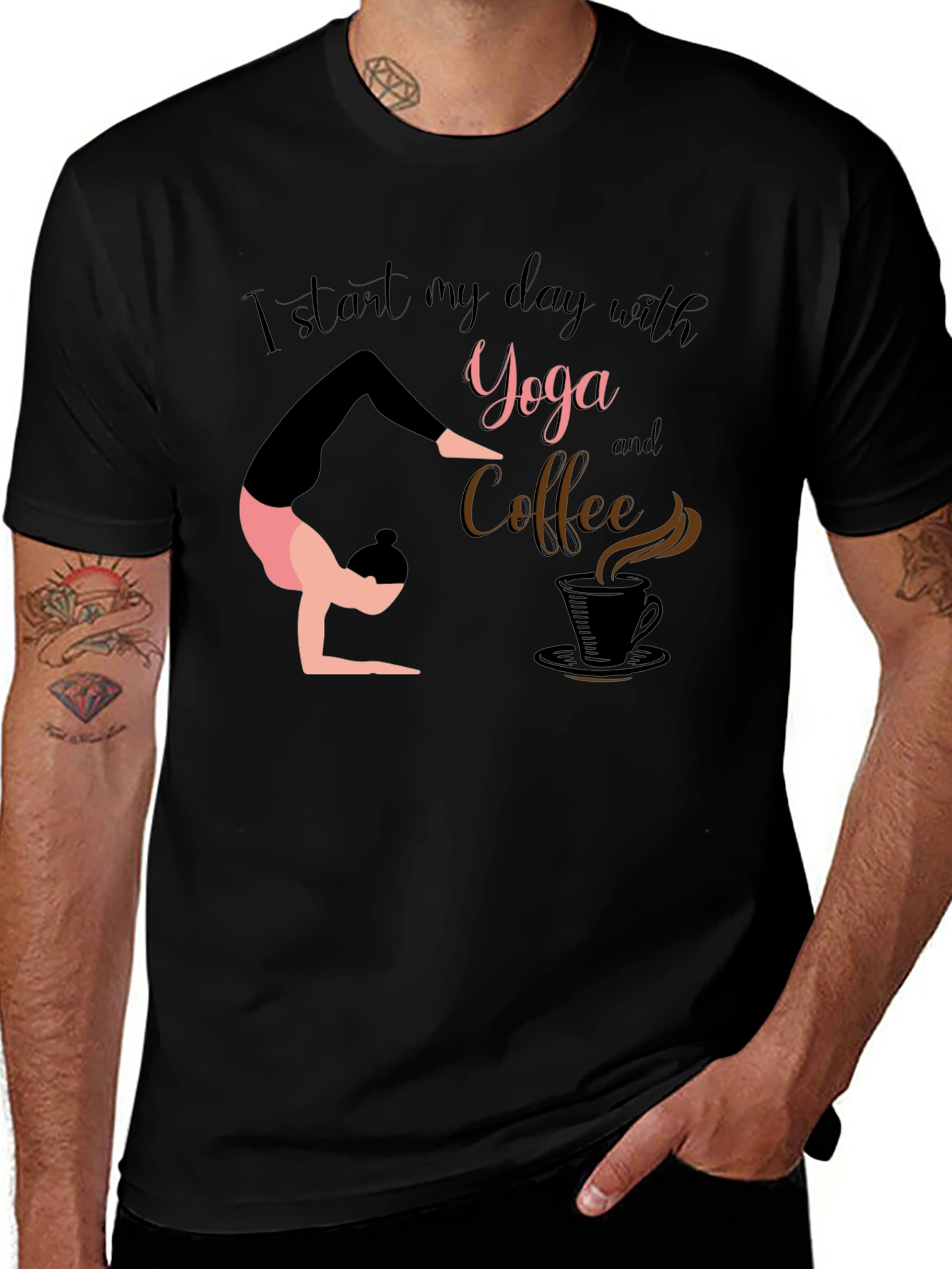Yoga & Coffee T-Shirt - Start Your Day Right!