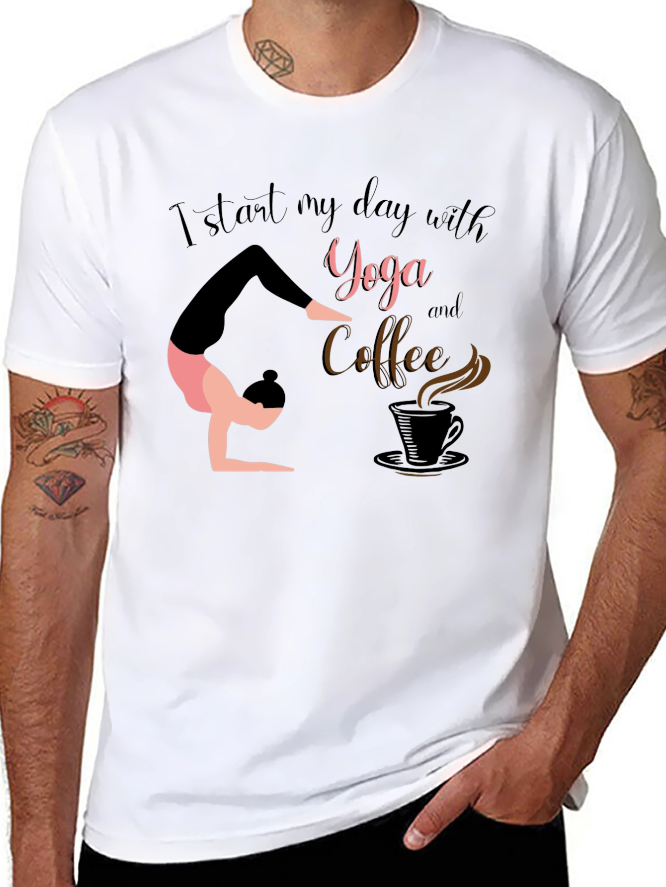 Yoga & Coffee T-Shirt - Start Your Day Right!