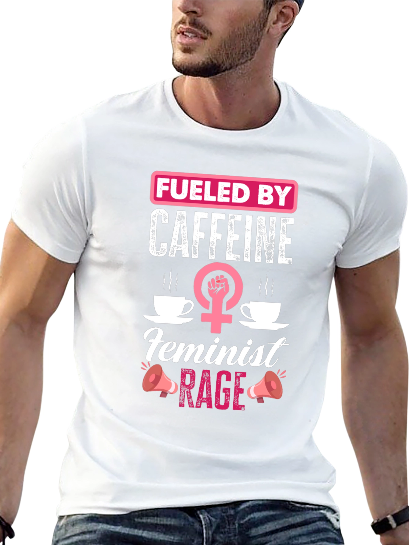Fueled by Caffeine Feminist Rage Black T-Shirt