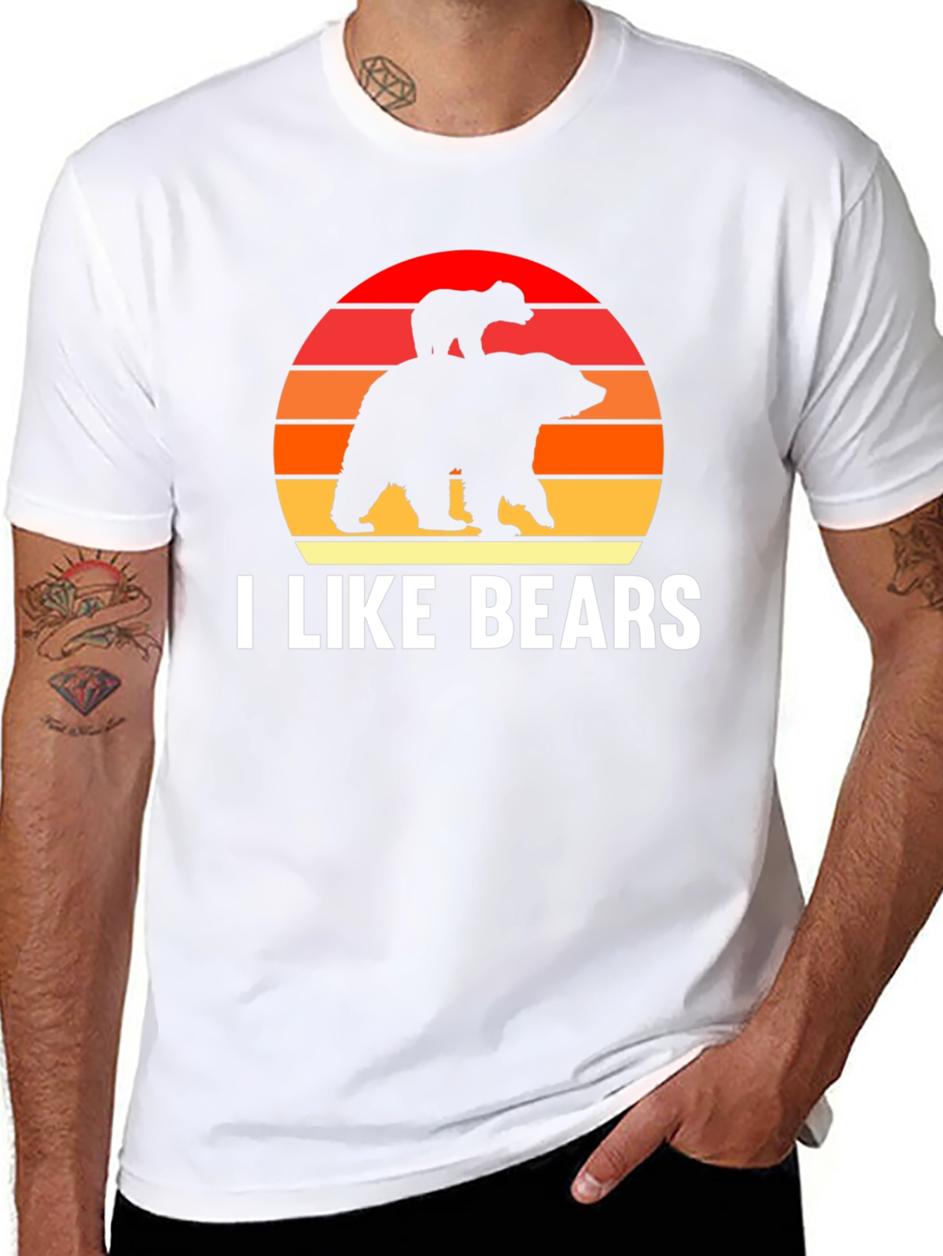 I Like Bears Graphic Tee - Sunset Bear Design