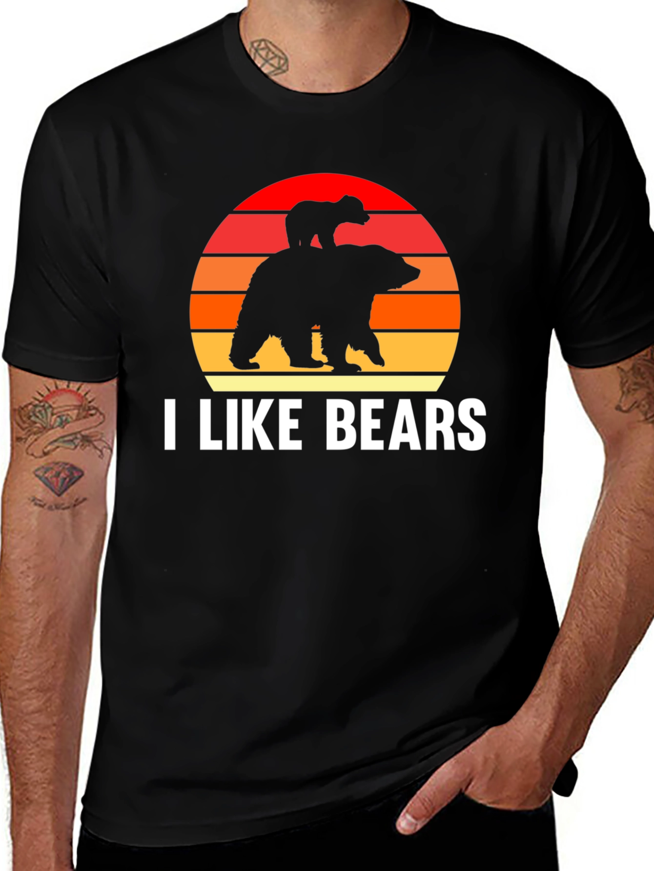 I Like Bears Graphic Tee - Sunset Bear Design