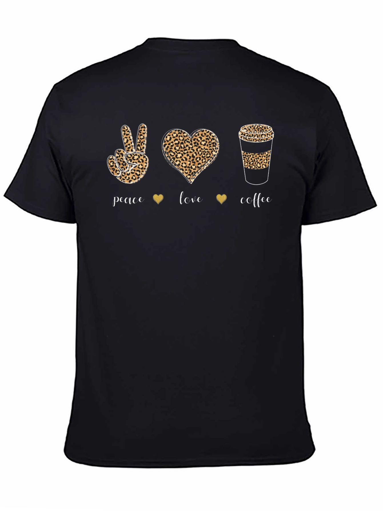 Peace Love Coffee T-Shirt Leopard Print Design