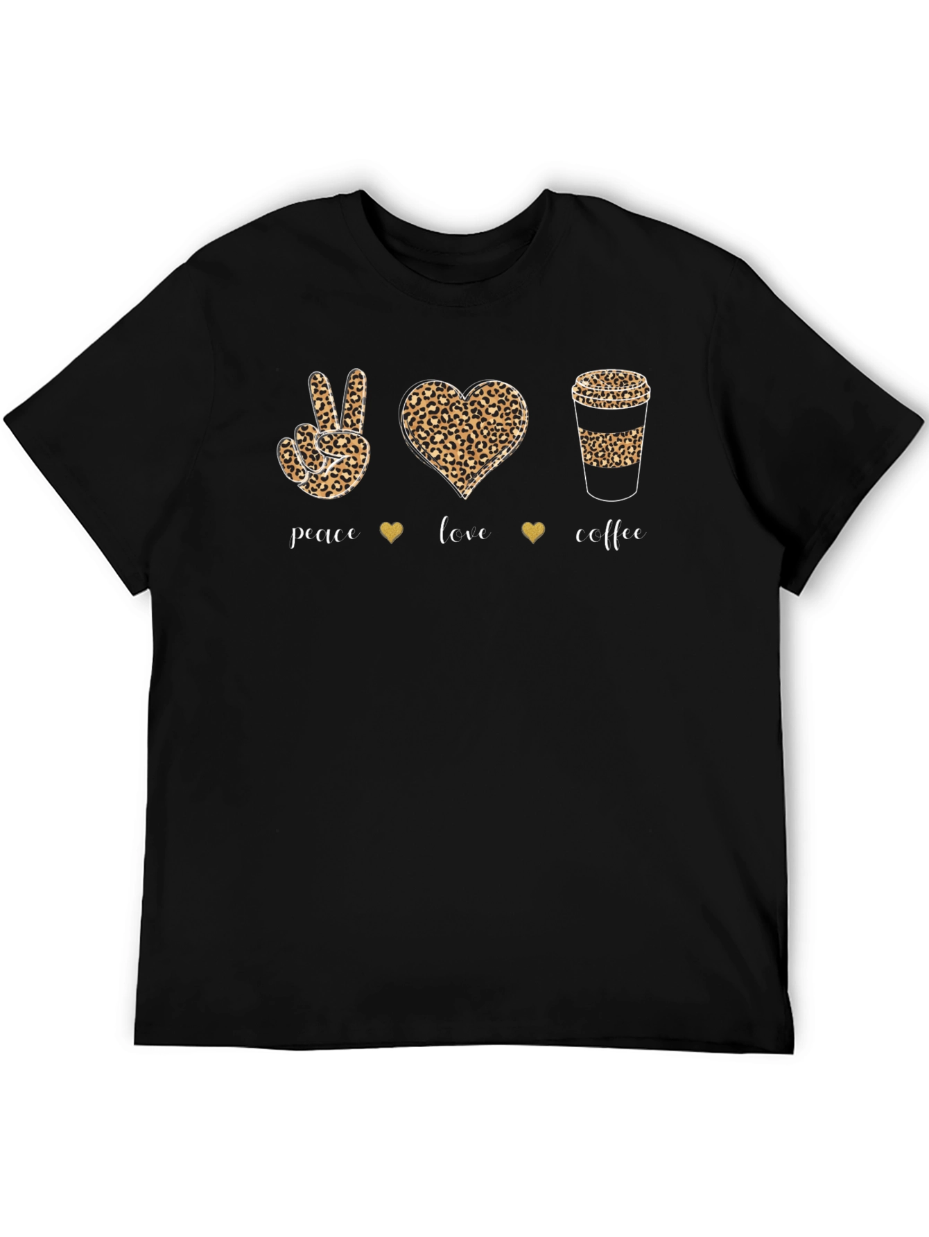 Peace Love Coffee T-Shirt Leopard Print Design