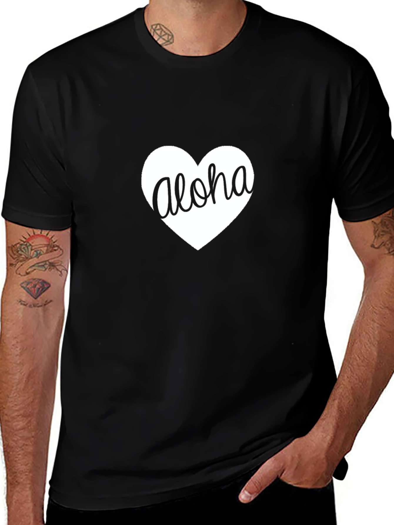 Aloha Heart Graphic Black T-Shirt