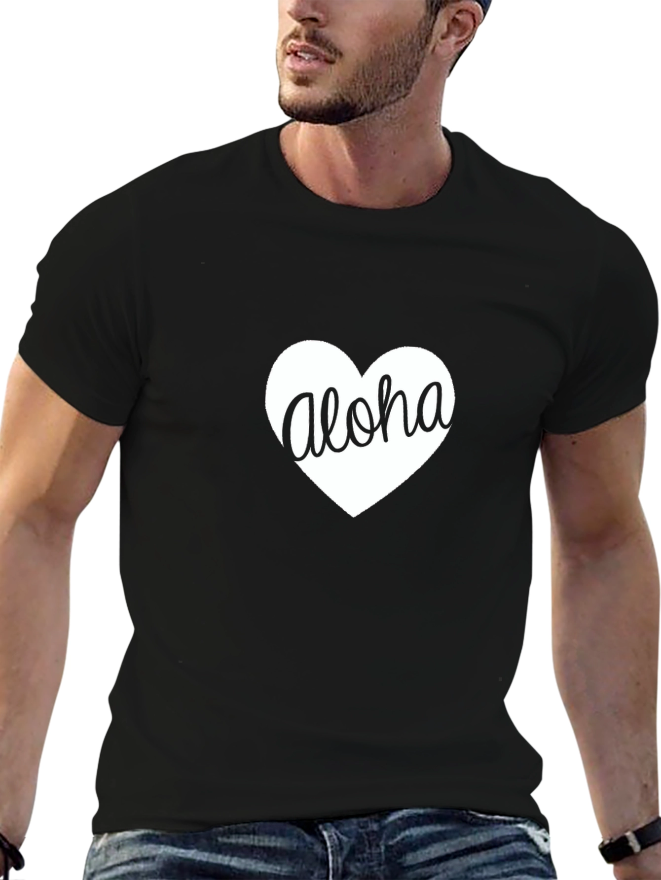 Aloha Heart Graphic Black T-Shirt