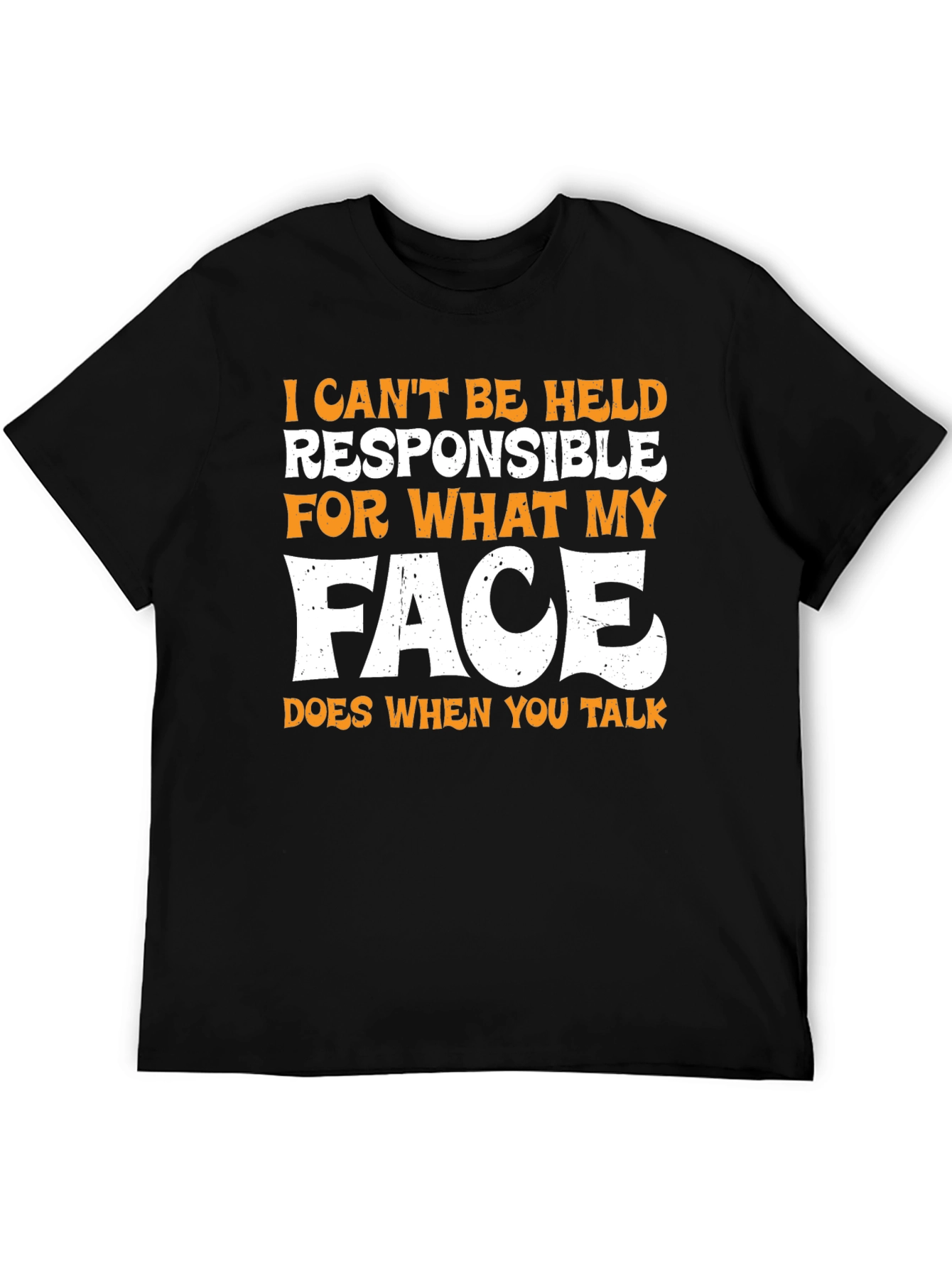 Funny Face Graphic Mens T-Shirt - Black