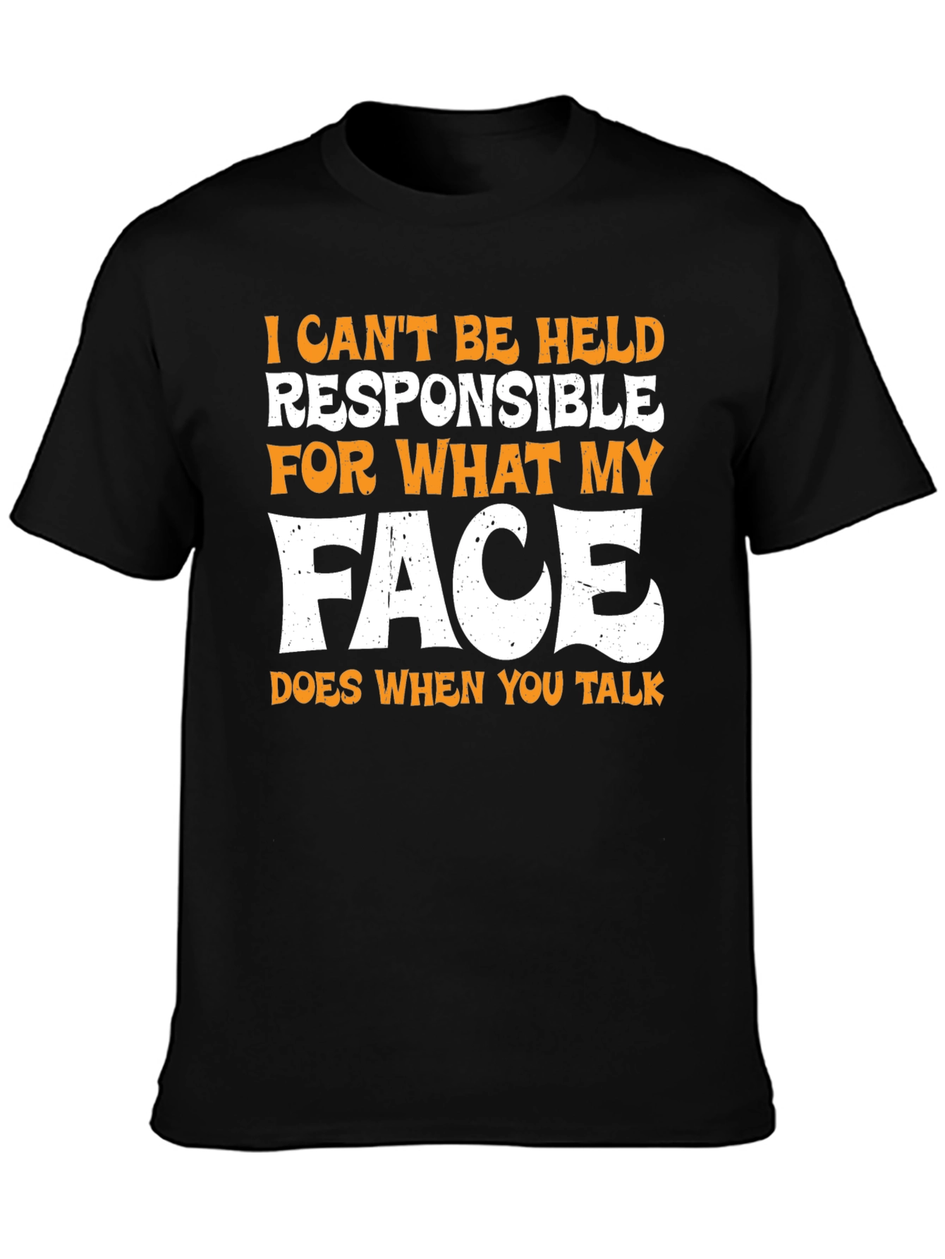 Funny Face Graphic Mens T-Shirt - Black